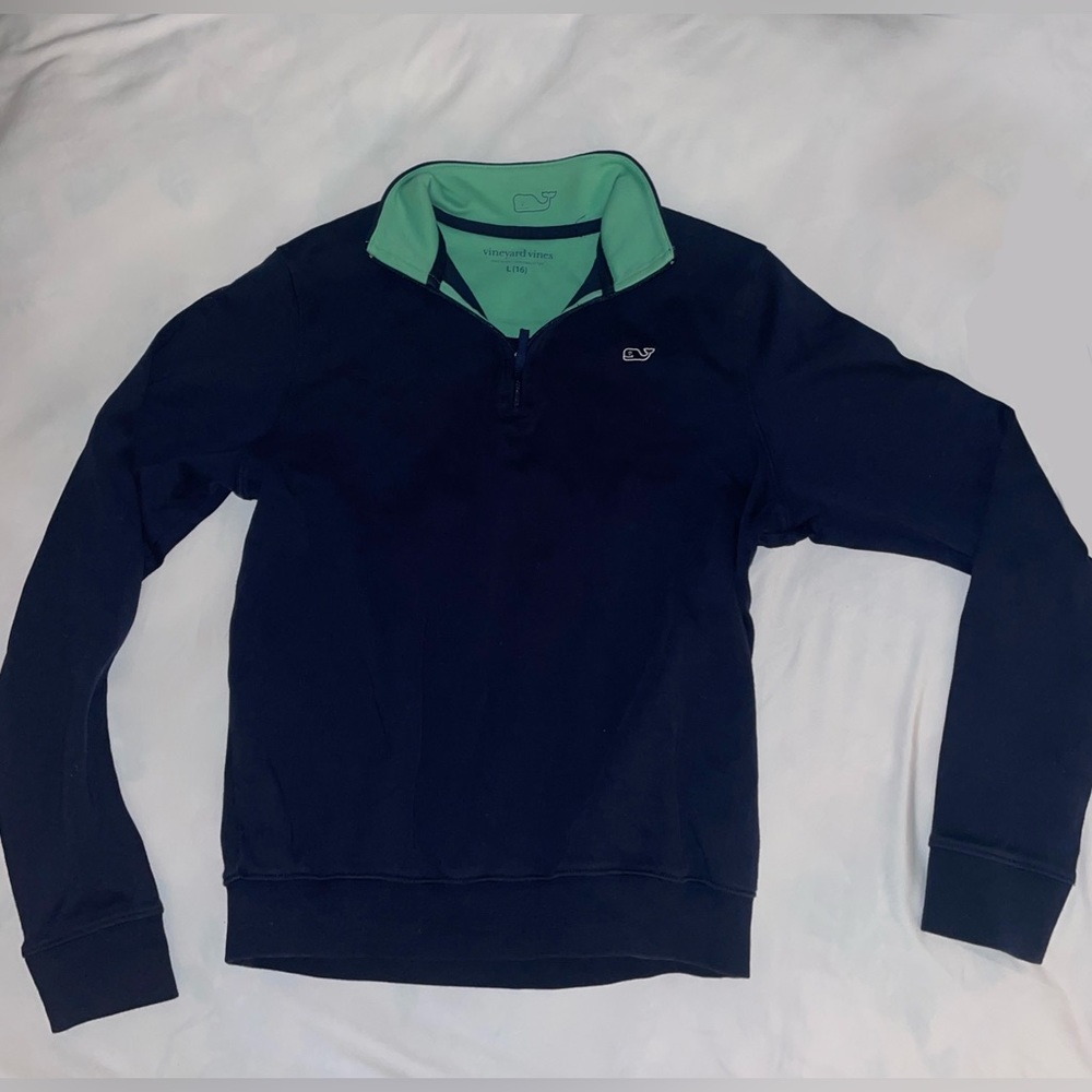 Boys Vineyard Vines navy Quarter Zip pullover! Perfect for the holidays